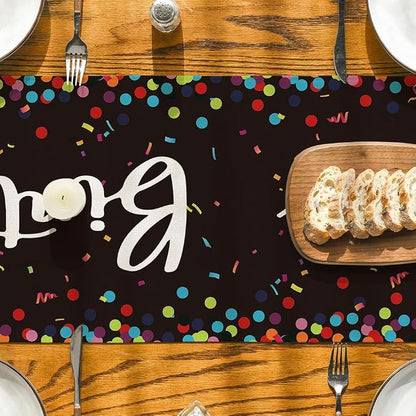 Artoid Mode Polka Dot Black Happy Birthday Table Runner, Seasonal Kitchen - Image 7