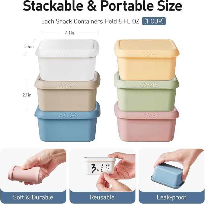 ISSEVE 8oz Silicone Snack Containers - Image 2