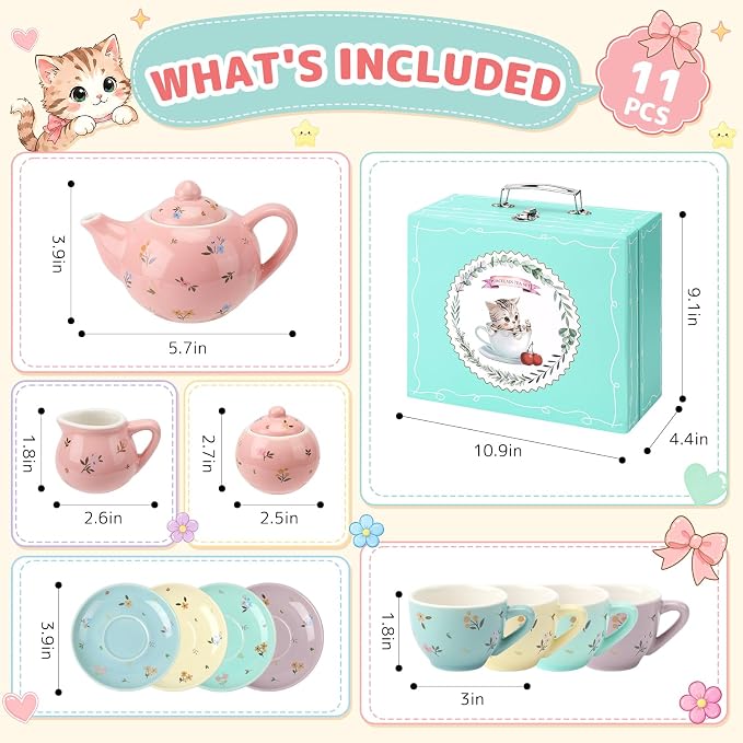 CHENP.HMC Tea Party Set for Little Girls, Girls Birthday Gift | 13 Piece Sets - Image 2