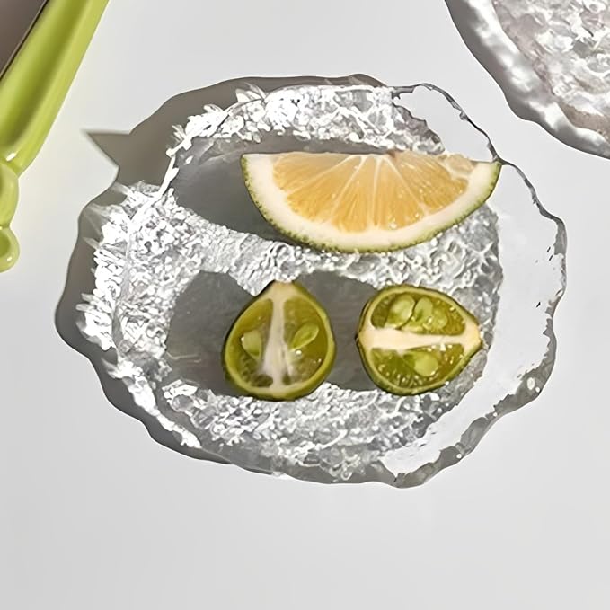 Lead-Free Crystal Glass Irregular Plate Coasters, Transparent, 14.5cm Thickened - Image 6