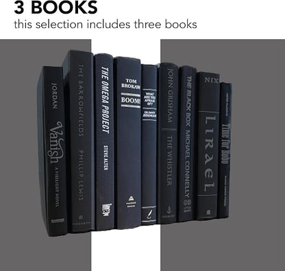 Real Books by Color® (Set of 3, Black Silver) Decorative Bookshelf Home Decor Shelf Styling Photo Prop