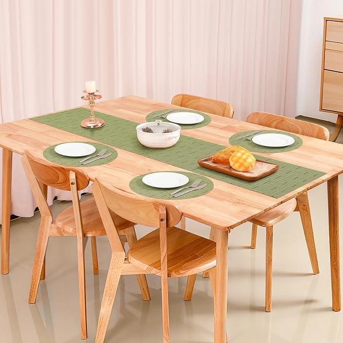 Table Runner 55 Inches Long, Vinyl Woven Heatproof Table Runners | Washable - Image 5