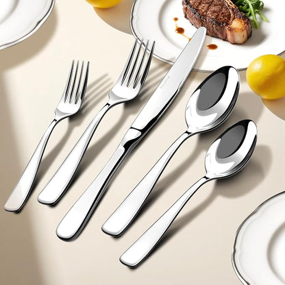 18/10 Silverware Set for 8, 40 Piece Stainless Steel Flatware Set Cutlery | - Image 2