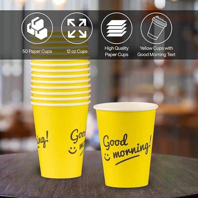 Disposable Coffee Cups, To Go Paper Hot Cups, Good Morning Design - Image 4