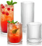 Ribbed Drinking Glasses 4pcs, 12oz and 10oz Glassware, Tumbler Glasses Cup Set by Lumkit