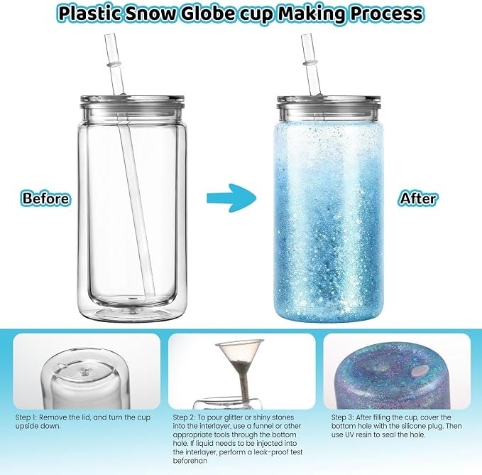 ZONEGRACE 8 Pack 16oz Snow Globe Tumblers - Image 4