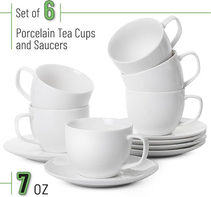 BTaT- Cappuccino Cups with Saucers 7 oz, Au Lait, Flat White, Dishwasher - Image 2