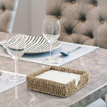 Napkin Holder for Table, Woven Seagrass Napkin Holders For Paper Napkins - Image 5