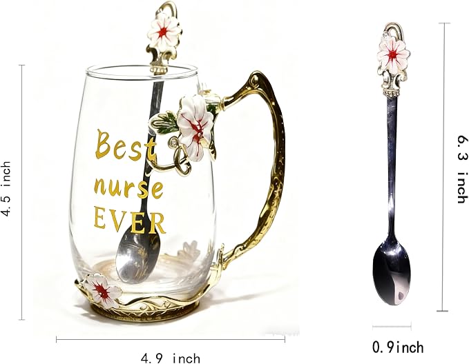 National Nurses Day Flower Glass Cup - Image 2