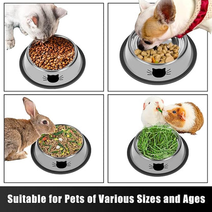 Serentive 2 Pcs Non-Slip Stainless Steel Small Cat Food Bowls - Image 5