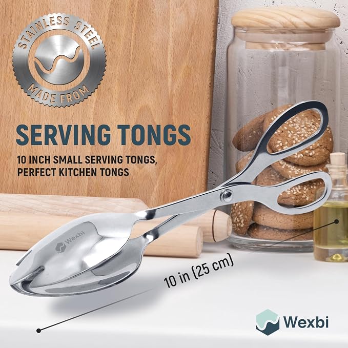 Salad Tongs 10-Inch – Heavy Duty Stainless Steel Serving Tongs - Image 4