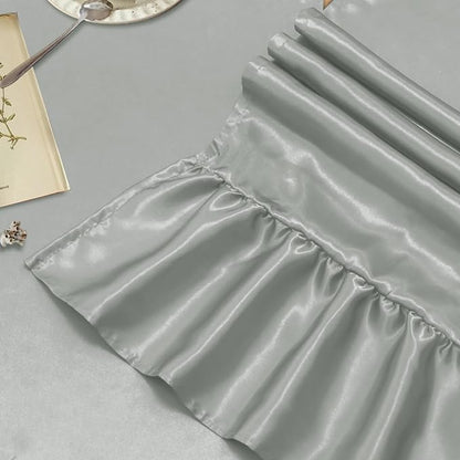 2 Pack Grey Satin Table Runner 12 x 72 Inch | Ruffle Design, Luxurious Dining - Image 4
