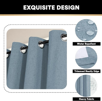 PrinceDeco Blackout Curtains 84 Inches Long Patio Curtains for Sliding Door Blackout Curtains for Sliding Glass Doors 100 Inch Wide Curtains for Living Room,W100 X L84 Inch, Stone Blue