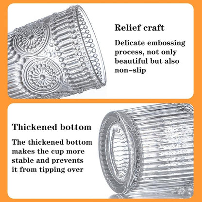 Ribbed Glass Cups 12oz Drinking Glasses Set of 2 Ribbed Glassware, Cocktail - Image 5