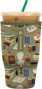 Sok It JavaSok Iced Coffee & Cold Soda Insulated Neoprene Cup Sleeve (Book Club, Large: 30-32oz)