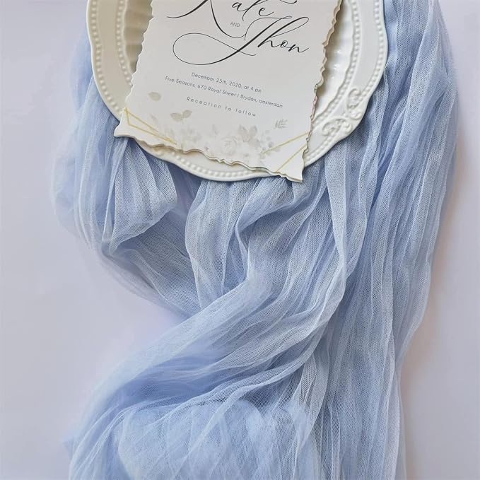 Blue Cheesecloth Table Runner Cheese Cloth Wedding Birthday Party Decor | 10Ft - Image 2