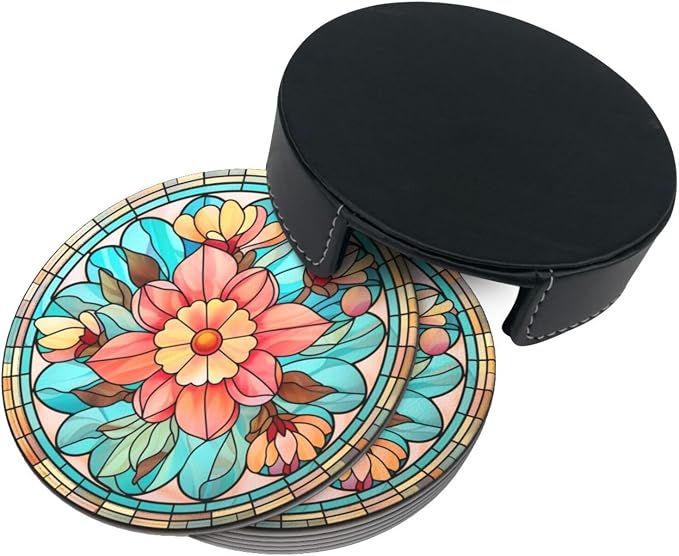 Floral Coasters For Drinks, Floral Decor Bar Drink Coasters For Coffee Table - Image 3