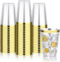 BESTVIP 12oz Gold Plastic Cups, 100 Pack Gold Rimmed Disposable Cups, Heavy-duty Party Cocktail Glasses, Plastic Cups for Party, Holiday, Christmas, Wedding and Birthday