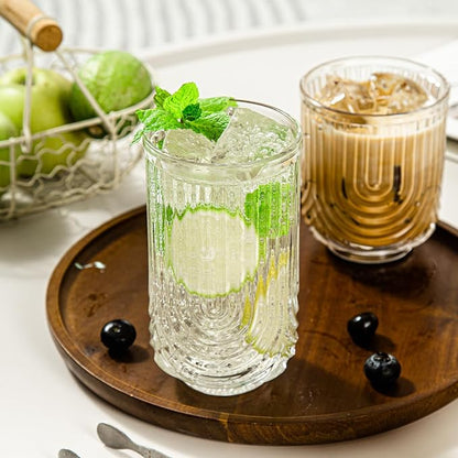 Ribbed Glassware Set of 8, Durable Cocktails & Iced Coffee Cups, Versatile - Image 8