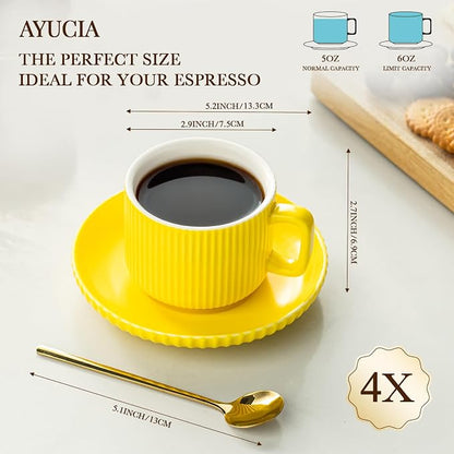 5 Ounce Espresso Cups Set of 4, Small Coffee Cups - Image 5