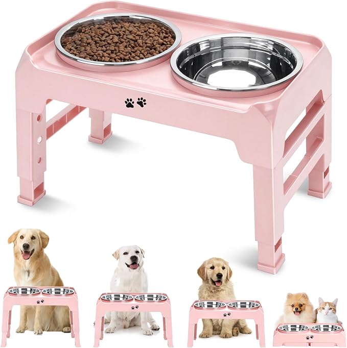 COMESOON Elevated Dog Bowls, 4 Height Adjustable Raised Bowl Stand by COMESOON