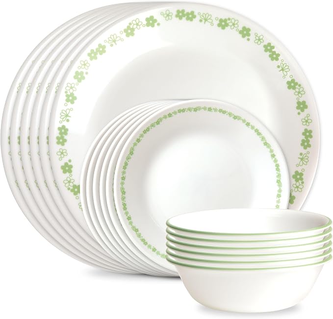 Corelle Vitrelle 18 Piece Glass Dinnerware Sets Service by Corelle