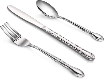 New Star Foodservice Rose Pattern Stainless Steel Flatware Set, 3-Piece Set - Image 3