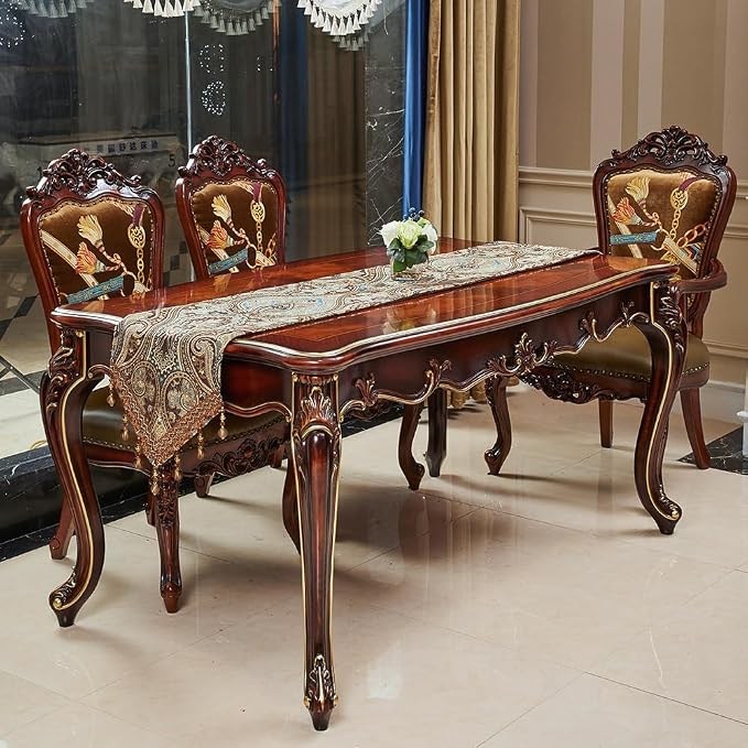 Luxury Vintage Design Table Runner 120 inches Long Embroidery Jacquard Fabric - Image 7