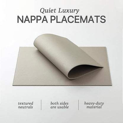 Faux Leather Placemats Set of 8 Vinyl Washable Wipeable Table Mats for Kitchen Dining Table Heat Resistant Waterproof Indoor/Outdoor Placemats Non-Slip Easy Clean Place Mats-Almond Birch