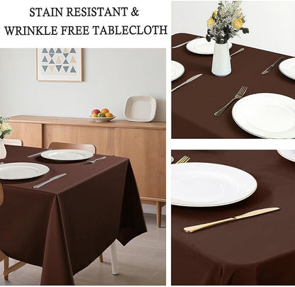 8 Pack Brown Tablecloth 60 x 102 Inch Rectangular Table Cloth for 6 Foot Rectangle Tables, Wrinkle Resistant Washable Rectangle Fabric Table Covers for Wedding Party Banquet Buffet and Camping