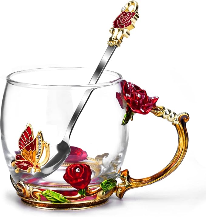 Tea Cup Glass Coffee Enamels Mug Gifts by OEAGO