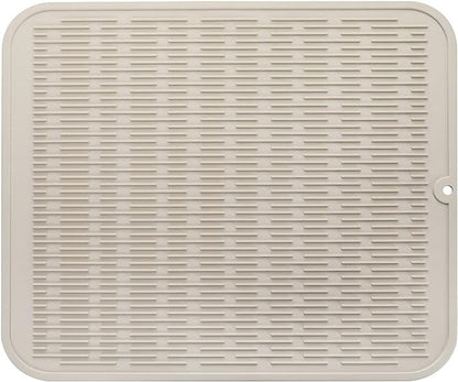 Silicone Dish Drying Mat for Multiple Usage,Easy clean,Eco-friendly,Heat-resistant Silicone Mat for Kitchen Counter or Sink,Refrigerator or Drawer Liner Tapioca 2XL 24 inches x 18 inches
