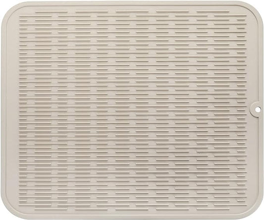 Silicone Dish Drying Mat for Multiple Usage,Easy clean,Eco-friendly,Heat-resistant Silicone Mat for Kitchen Counter or Sink,Refrigerator or Drawer Liner Tapioca 2XL 24 inches x 18 inches