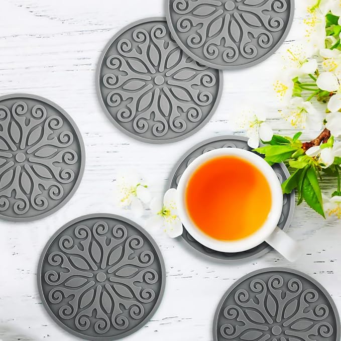 Coasters for Drinks, Resistant Reusable Silicone Coasters - Image 3