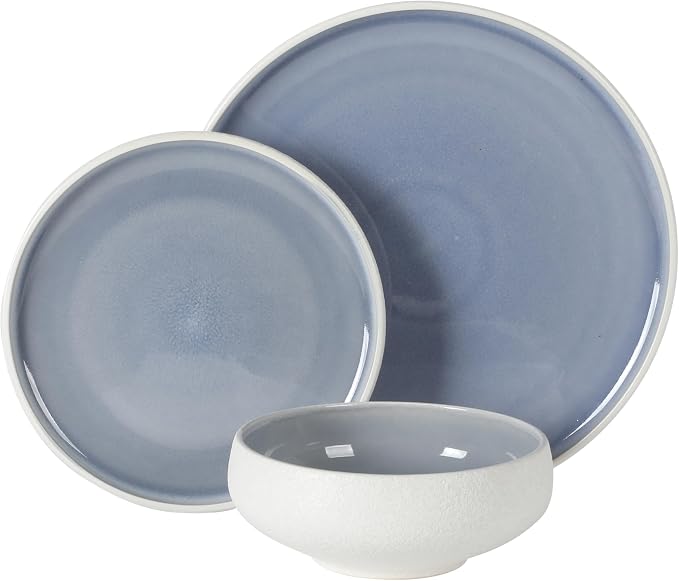 Gibson Elite Pacifco Beach Plates and Bowls Sets, 12-Piece Stoneware Dinnerware - Image 8