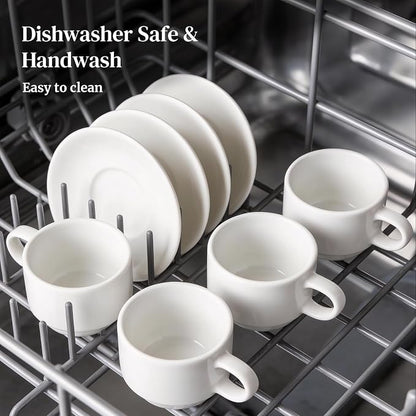 DOWAN 4 OZ Stackable Espresso Cups, Porcelain Coffee Cups - Image 8
