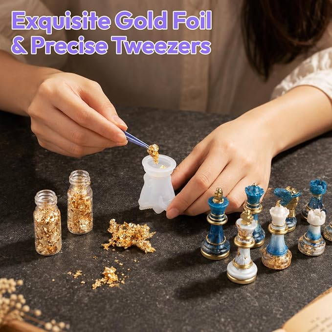 HeyClear Chess Set Resin Molds, Chess Board Silicone Molds & 16PCS 3D Full Size - Image 5