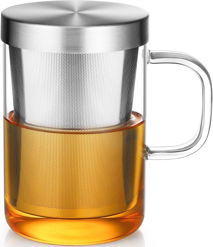 ecooe 16.9 OZ Borosilicate Glass Tea Mug Cup Glasses by ecooe