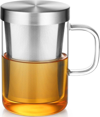 ecooe 16.9 OZ Borosilicate Glass Tea Mug Cup Glasses by ecooe