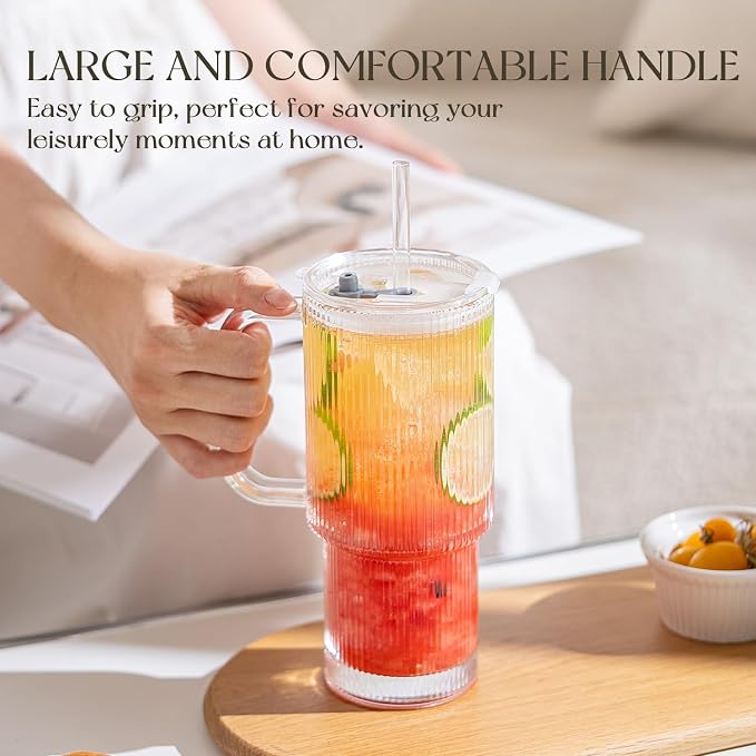 KEMORELA 24oz Ribbed Glass Tumbler - Image 6