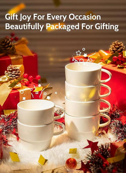 Sweese 10 oz Stackable Porcelain Coffee Mugs, Tea - Image 6