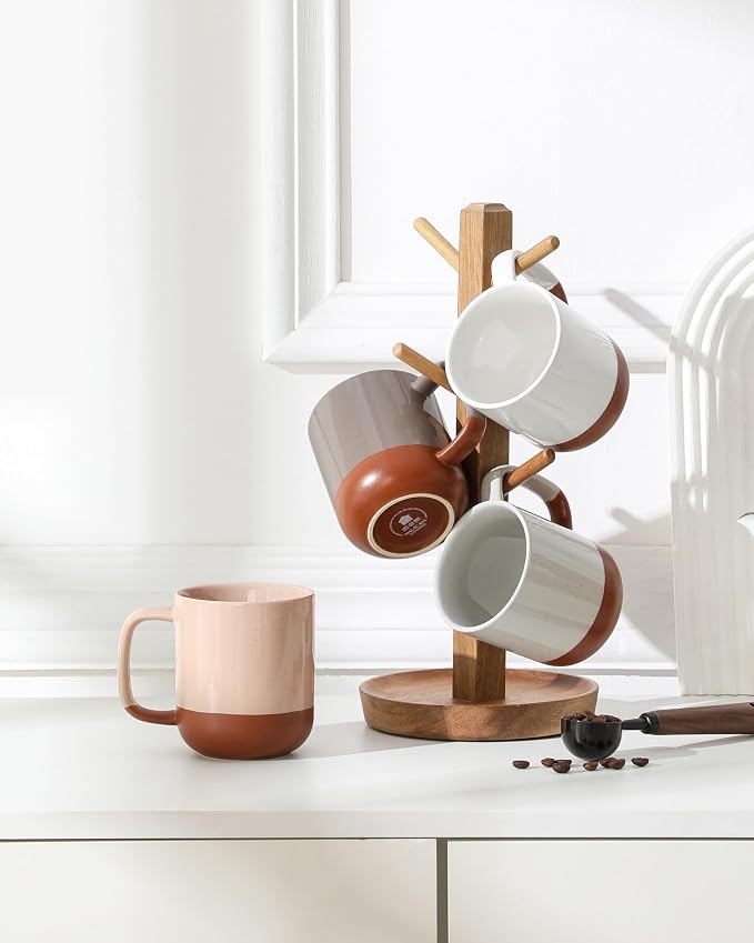MALACASA Ceramic Coffee Mugs Set of 4, 11oz Coffee Cups, Modern Farmhouse Mugs - Image 8