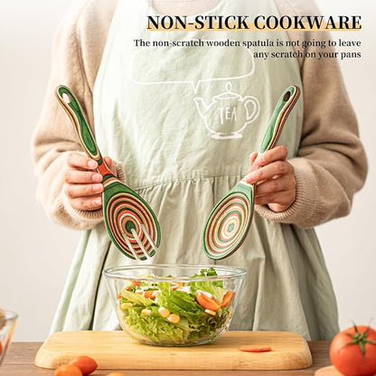 Gudamaye Pakkawood Wooden Salad Server Set, 10.5 inch Salad Tongs - Image 7