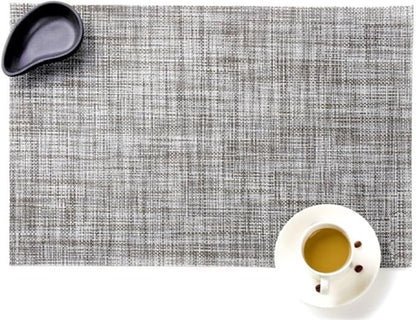 Black PVC Placemat Set of 1/6/10 Square Bamboo Tableware Pad Heat Wipe Clean by Unknown