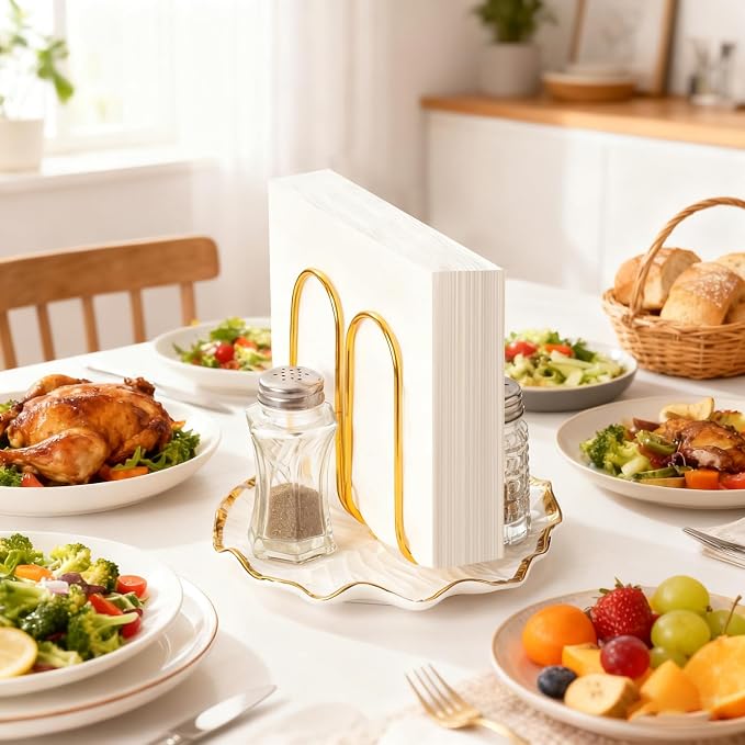 Modern Standing Napkin Holder for Table， Ceramic Gold Napkin Holders for - Image 7