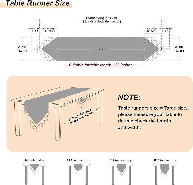 Loom and Mill Elegant Damask Table Runner 13x108 inch, Champagne Gold | Double - Image 2