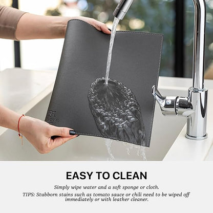 Faux Leather Placemats Set of 8 Vinyl Washable Wipeable Table Mats for Kitchen Dining Table Heat Resistant Waterproof Modern Indoor/Outdoor Placemats Non-Slip Easy Clean Place Mats (Dark Gray)