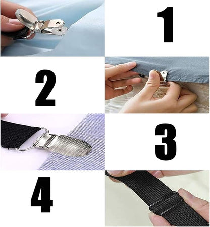 Table Cloth Holder Clips Hidden Strap 5 Pack - Adjustable Elasticity Picnic Tablecloth Clip Perfect for Thick Tables Bench Cover Picnic Party Camping and RV Accessories