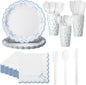 Sieral 144 Pcs Coquette Birthday Decor, Scalloped Paper Plates, Napkins Cups by Sieral