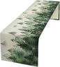 Watercolor Green Pine Trees Table Runner, Forest Woodland Tabletop Scarf Home by SXXLDNG